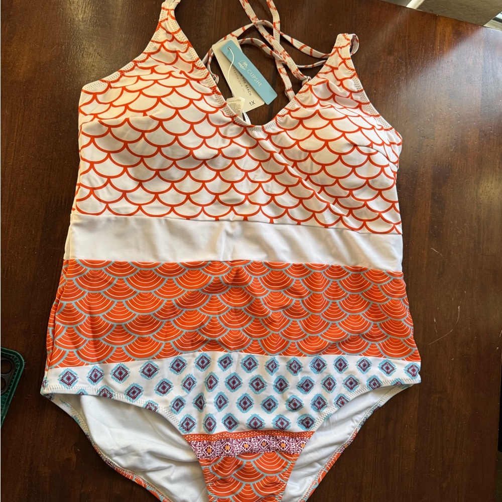 CUPSHE Beautiful World Print One Piece Swimsuit NWT